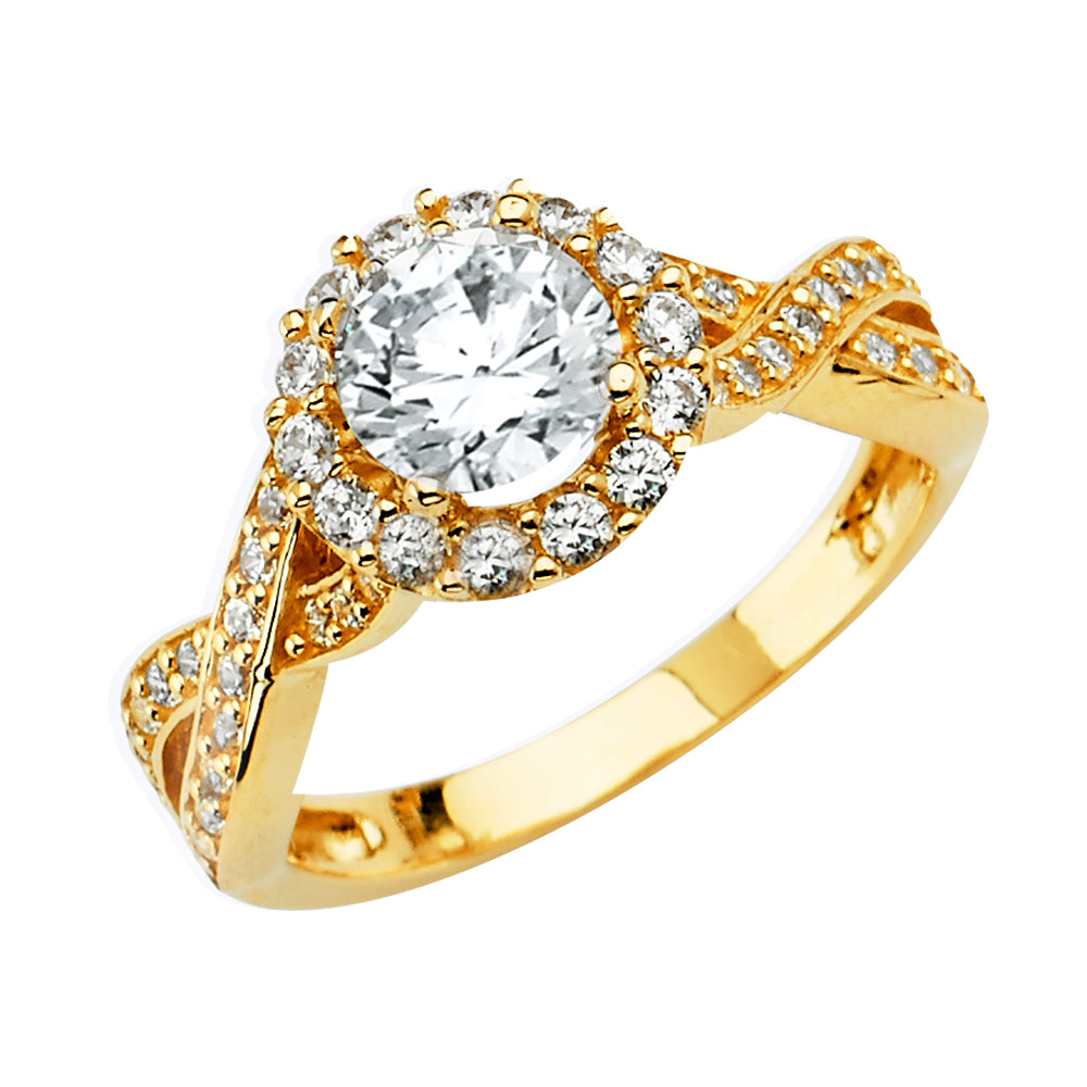14K Yellow Gold CZ Engagement Ring - RG2857