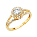 14K Yellow Gold CZ Engagement Ring - RG2858