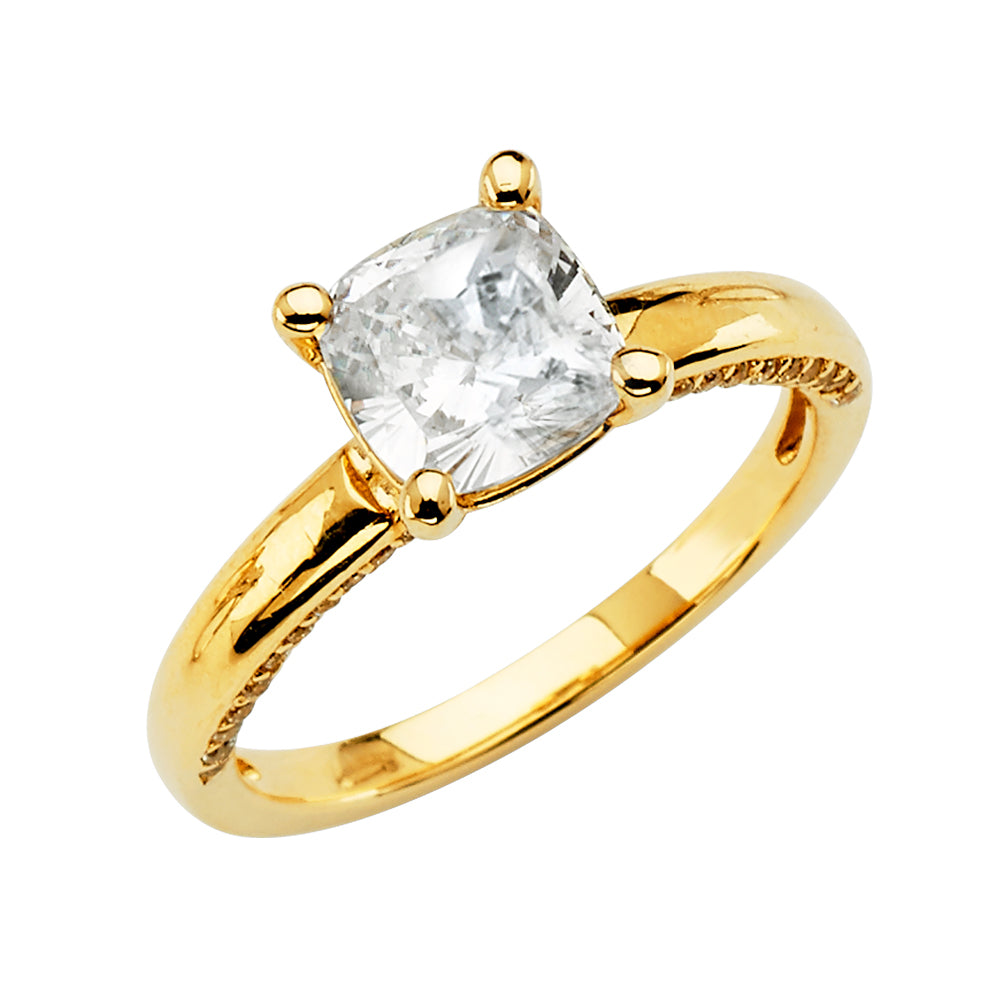 14K Yellow Gold CZ Engagement Ring - RG2859