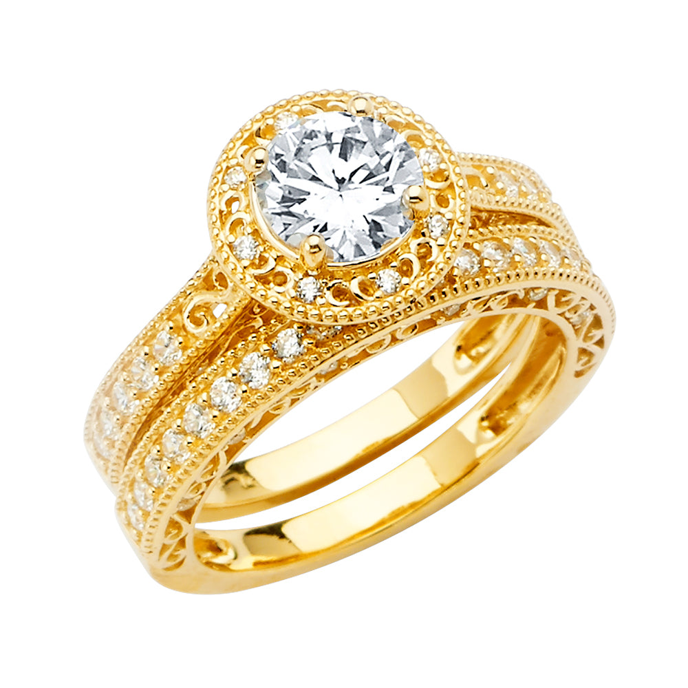14K Yellow Gold CZ Bridal Set - RG2865 - Image 2866