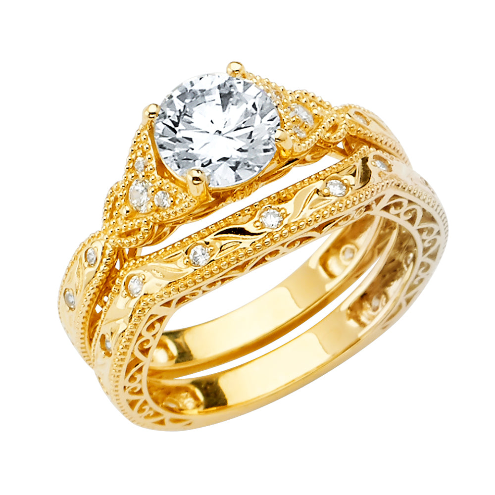 14K Yellow Gold CZ Engagement Ring - RG2873 - Image 2874