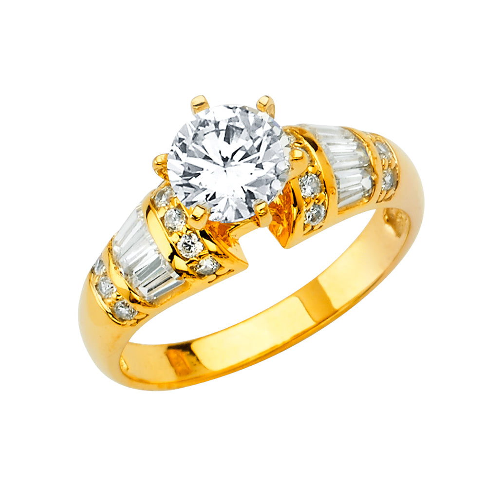 14K Yellow Gold CZ Engagement Ring - RG2885