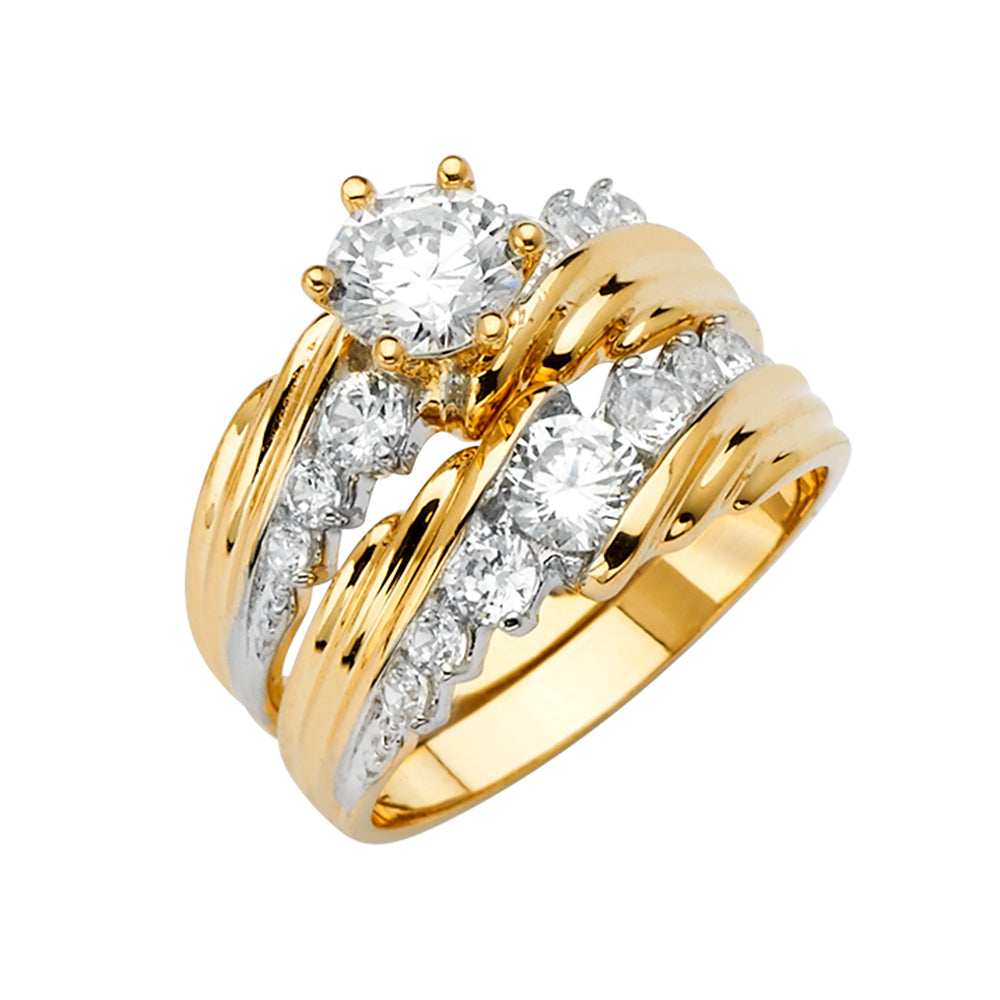 14K Yellow Gold CZ Trio Set - RG2893 - Image 2894