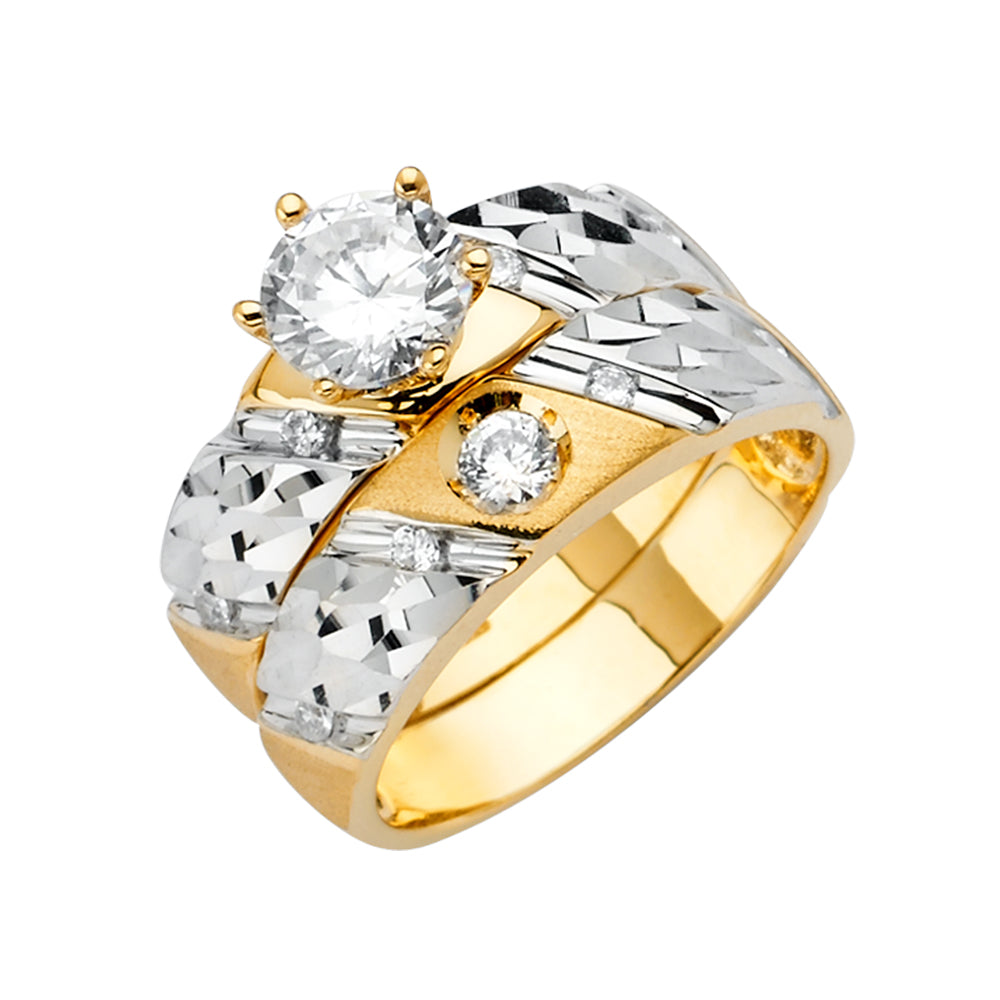 14K Yellow Gold CZ Trio Set - RG2896 - Image 2897