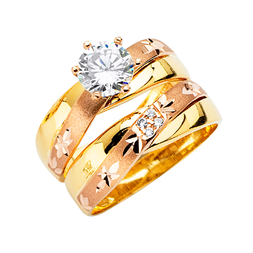 14K Yellow Gold CZ Trio Set - RG2905 - Image 2906