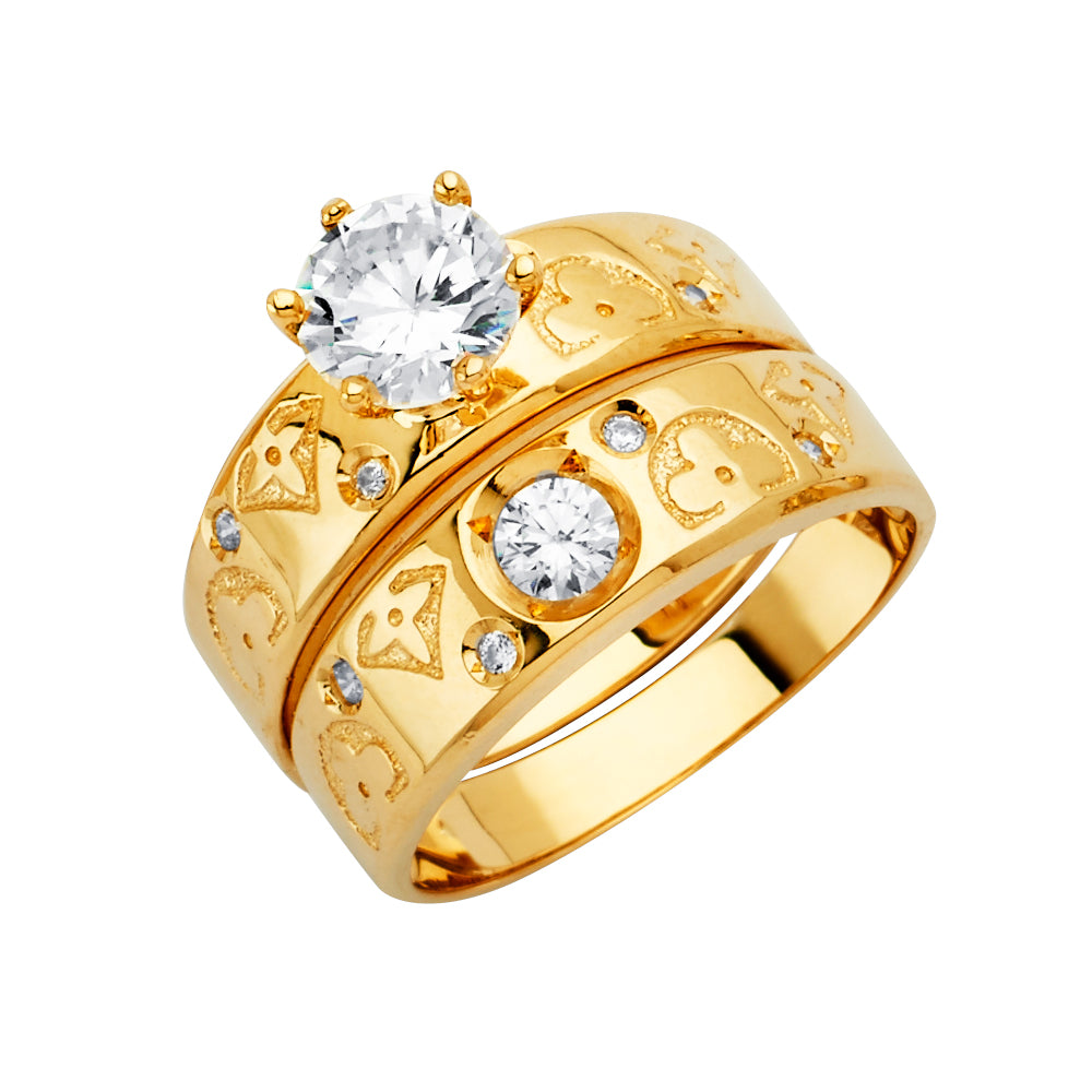 14K Yellow Gold CZ Trio Set - RG2911 - Image 2912