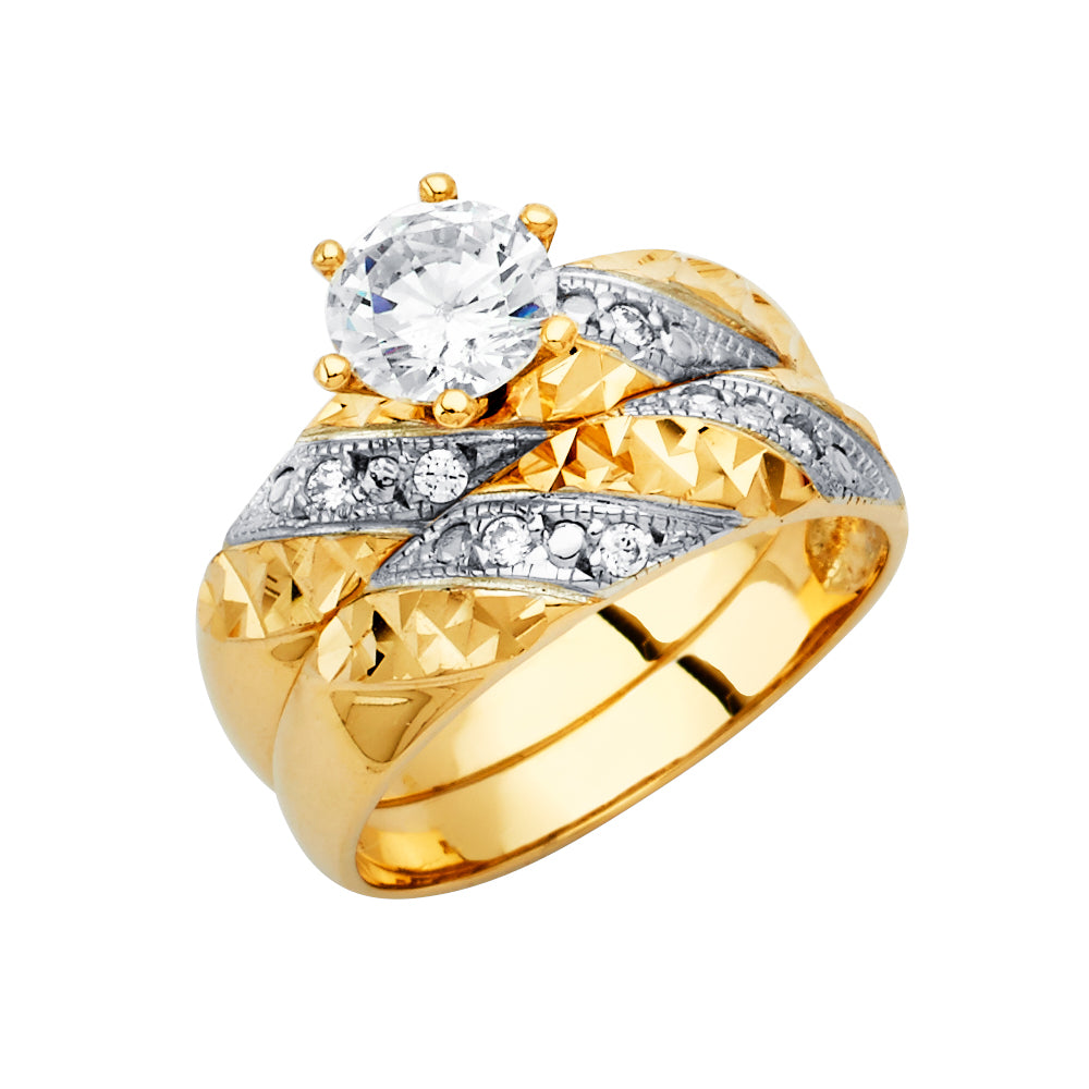 14K Yellow Gold CZ Trio Set - RG2920 - Image 2921