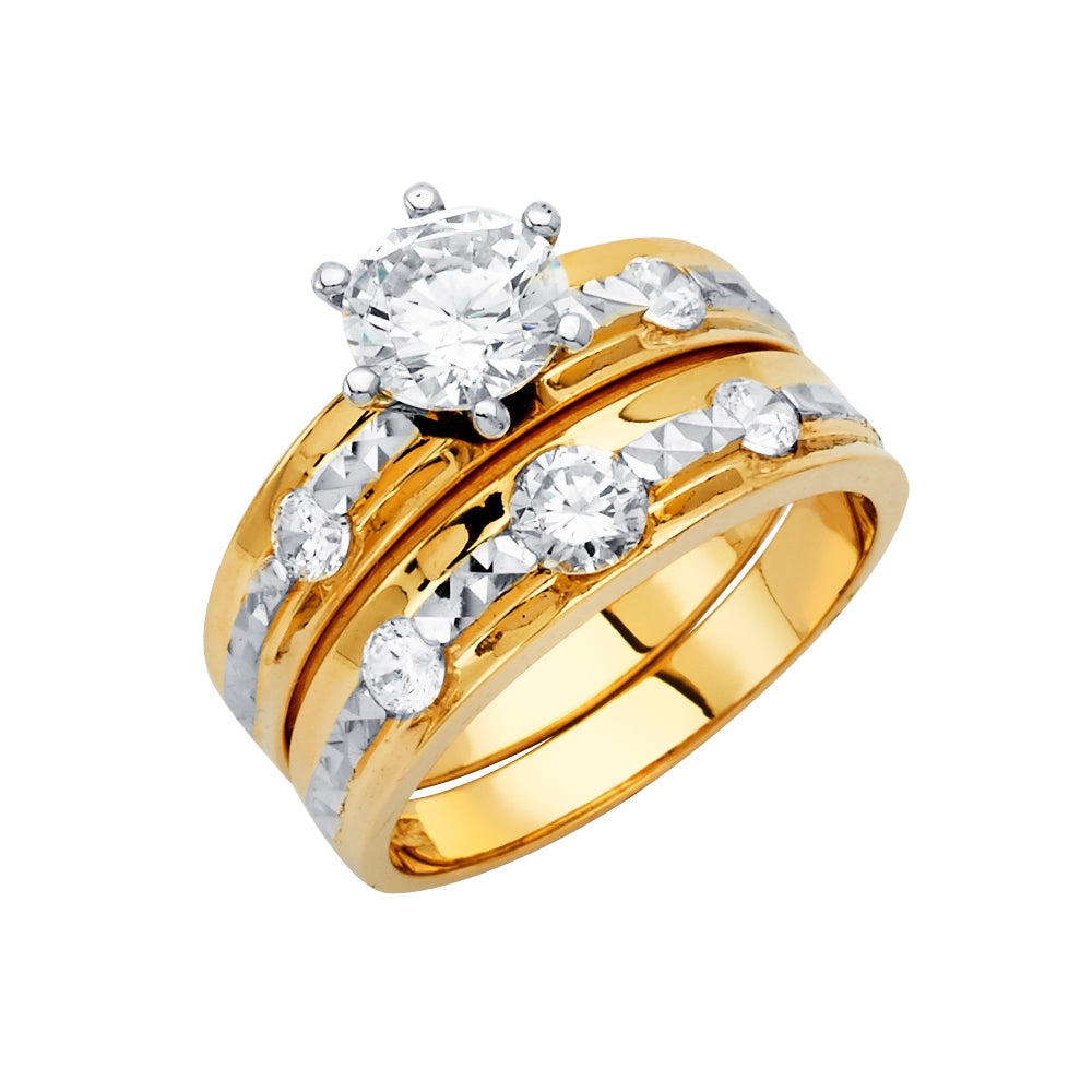 14K Yellow Gold CZ Trio Set - RG2923 - Image 2924