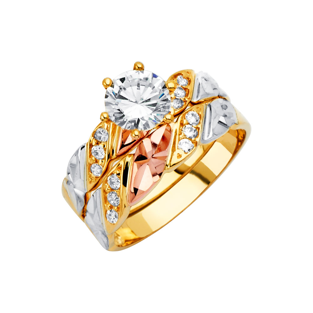 14K Yellow Gold CZ Trio Set - RG2935 - Image 2936