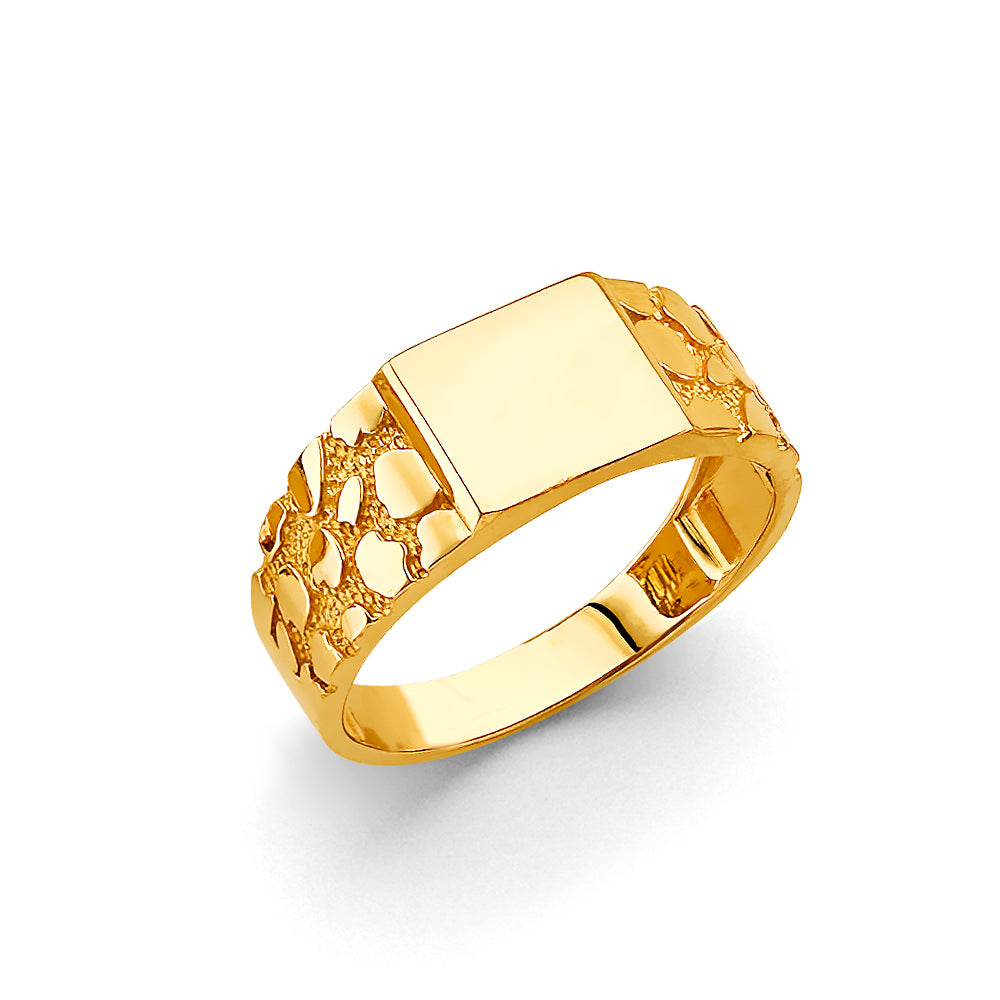 14K Yellow Gold Men's, Signet & Nugget Ring - RG2972