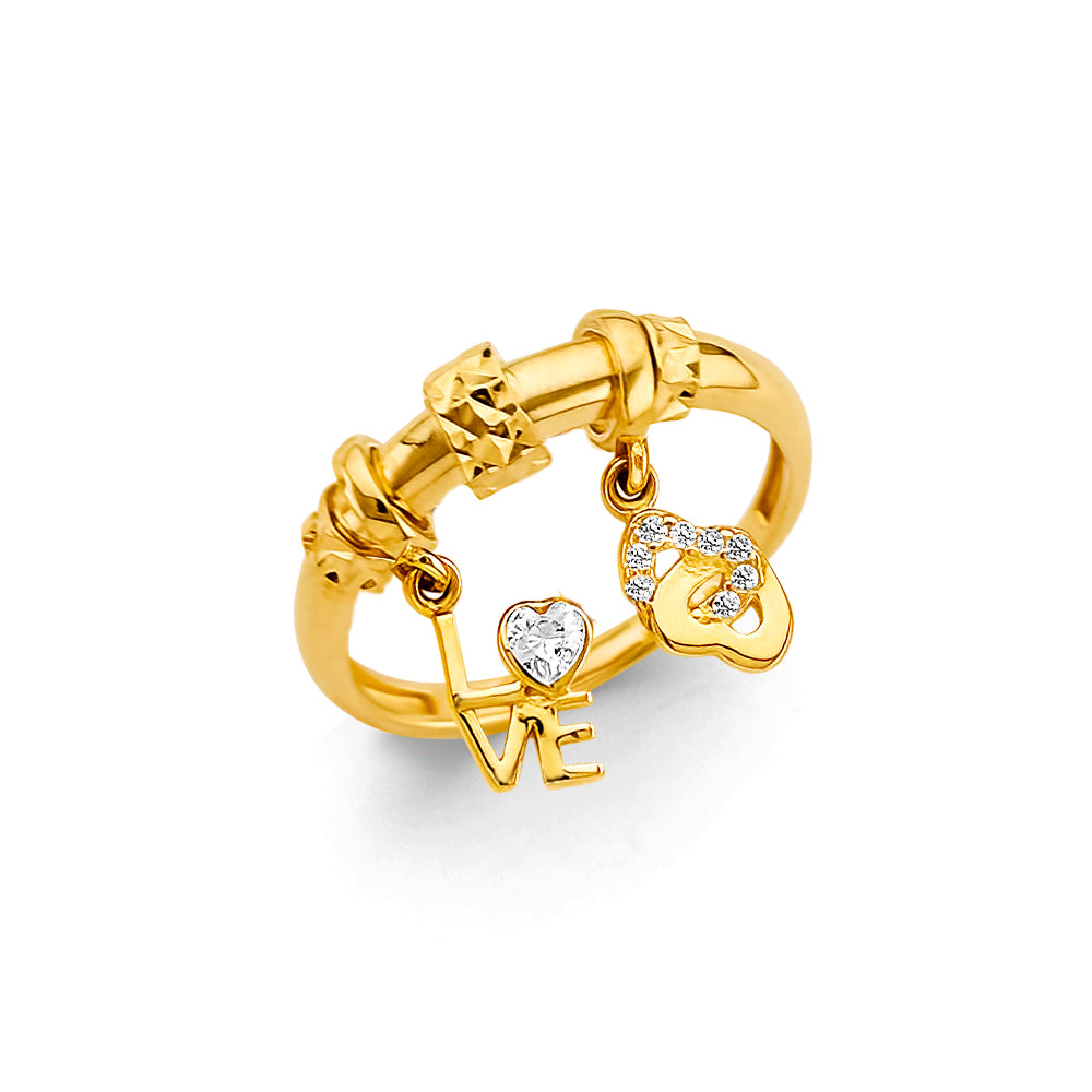 14K Yellow Gold Fancy CZ & Mother's Ring - RG2985