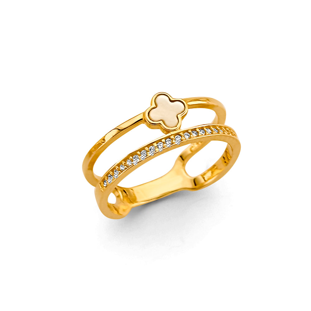 14K Yellow Gold Fancy CZ & Mother's Ring - RG2996
