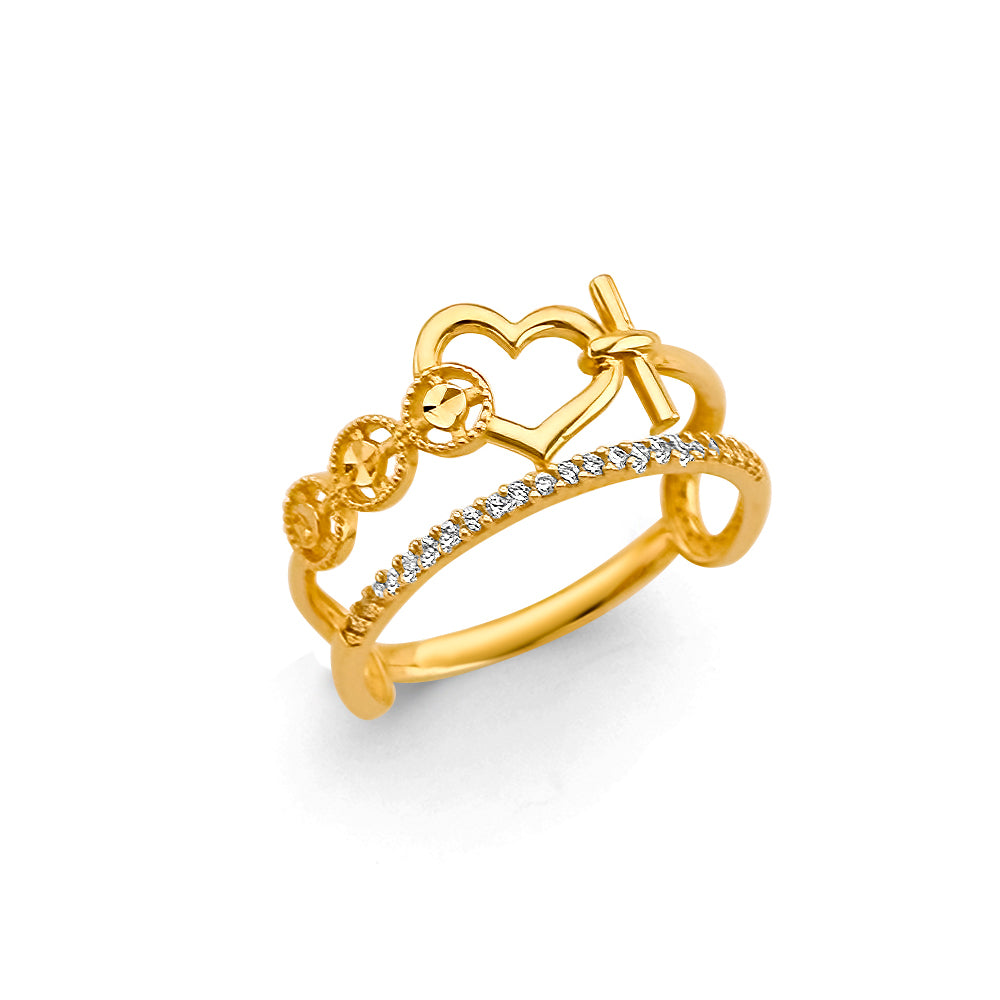14K Yellow Gold Fancy CZ & Mother's Ring - RG2997