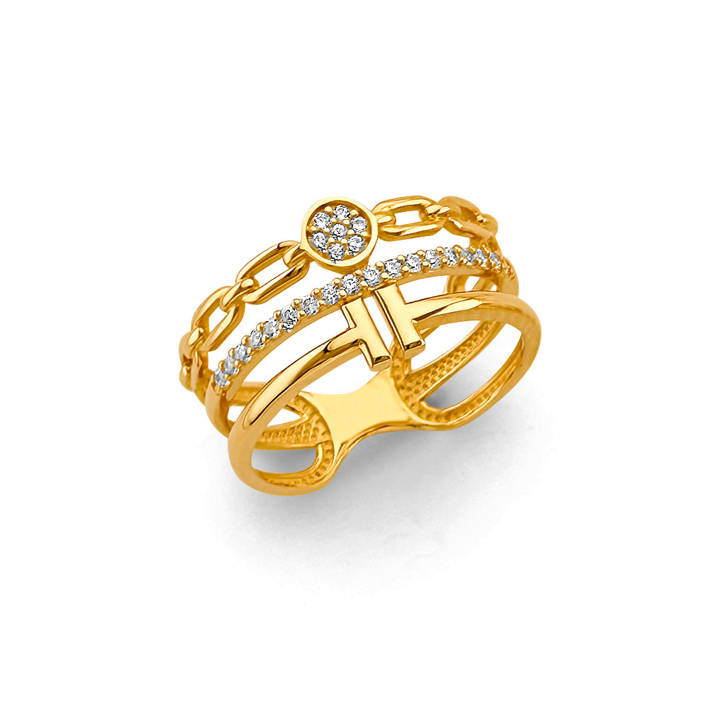 14K Yellow Gold Fancy CZ & Mother's Ring - RG3004