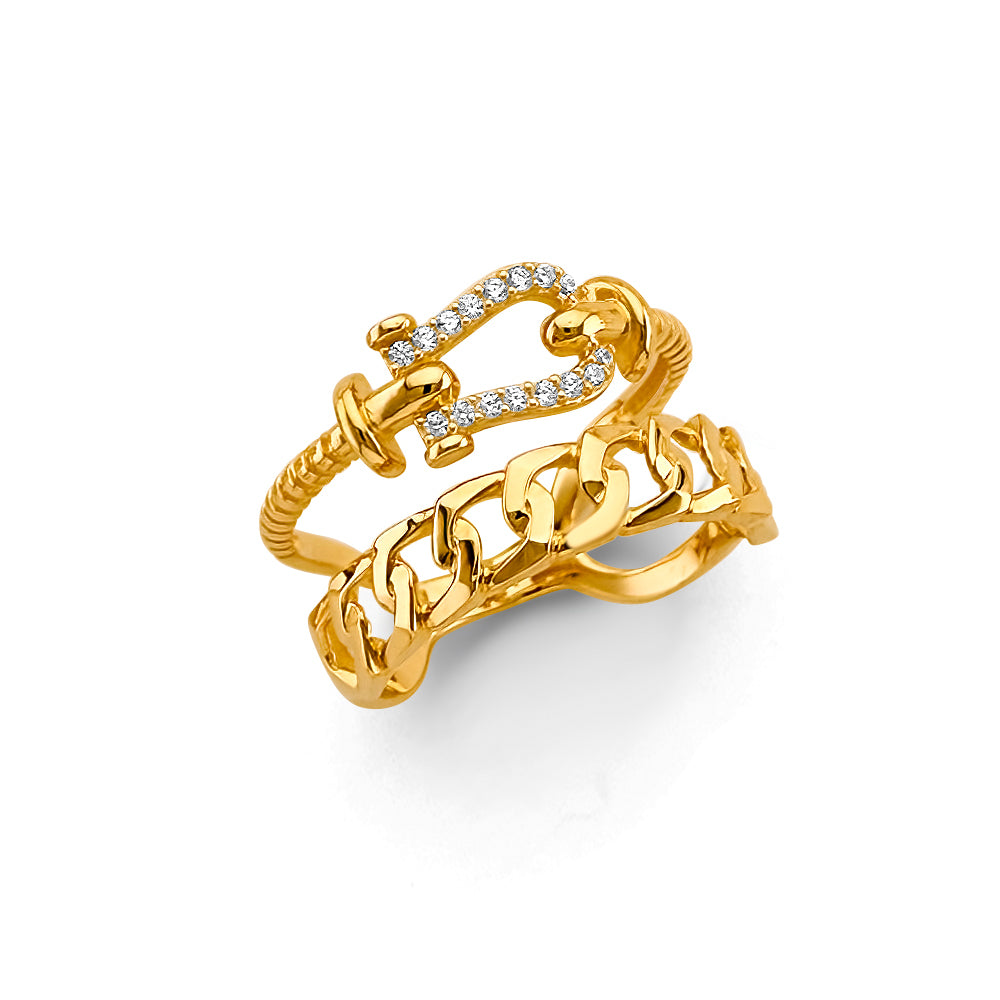 14K Yellow Gold Fancy CZ & Mother's Ring - RG3005