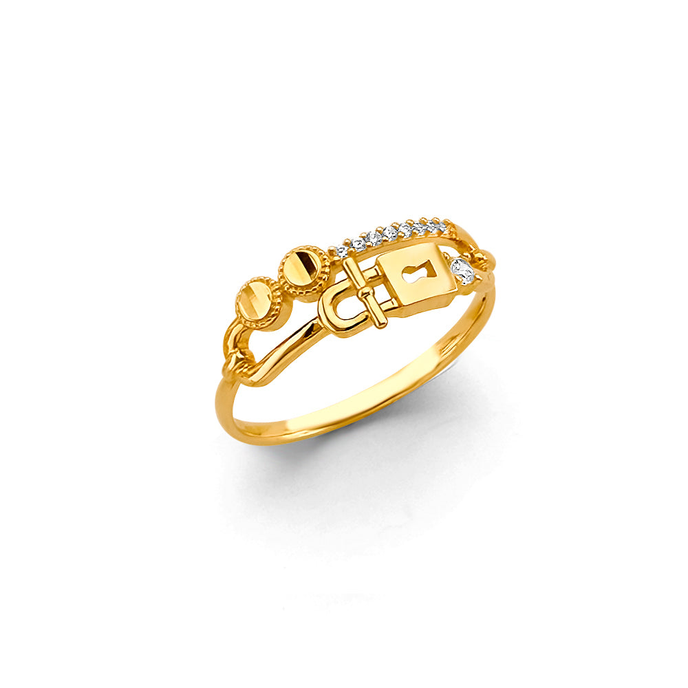14K Yellow Gold Fancy CZ & Mother's Ring - RG3006