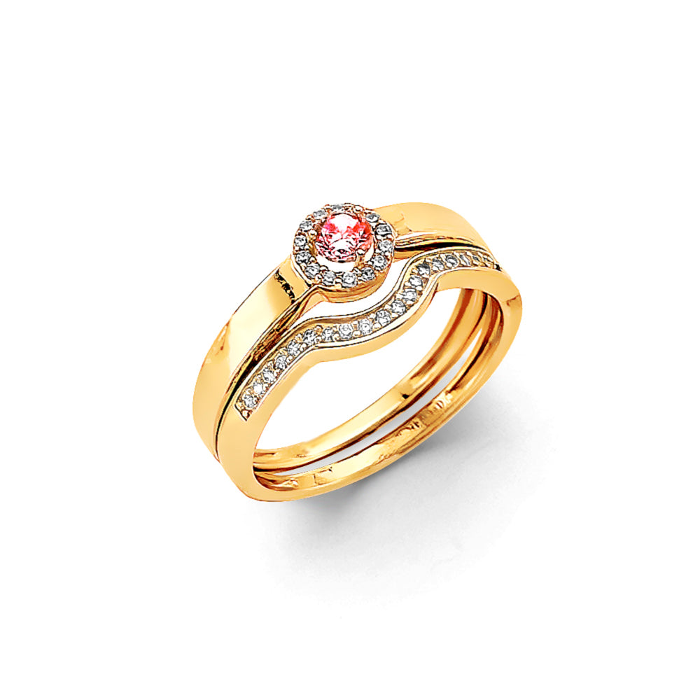 14K Yellow Gold Fancy CZ & Mother's Ring - RG3079
