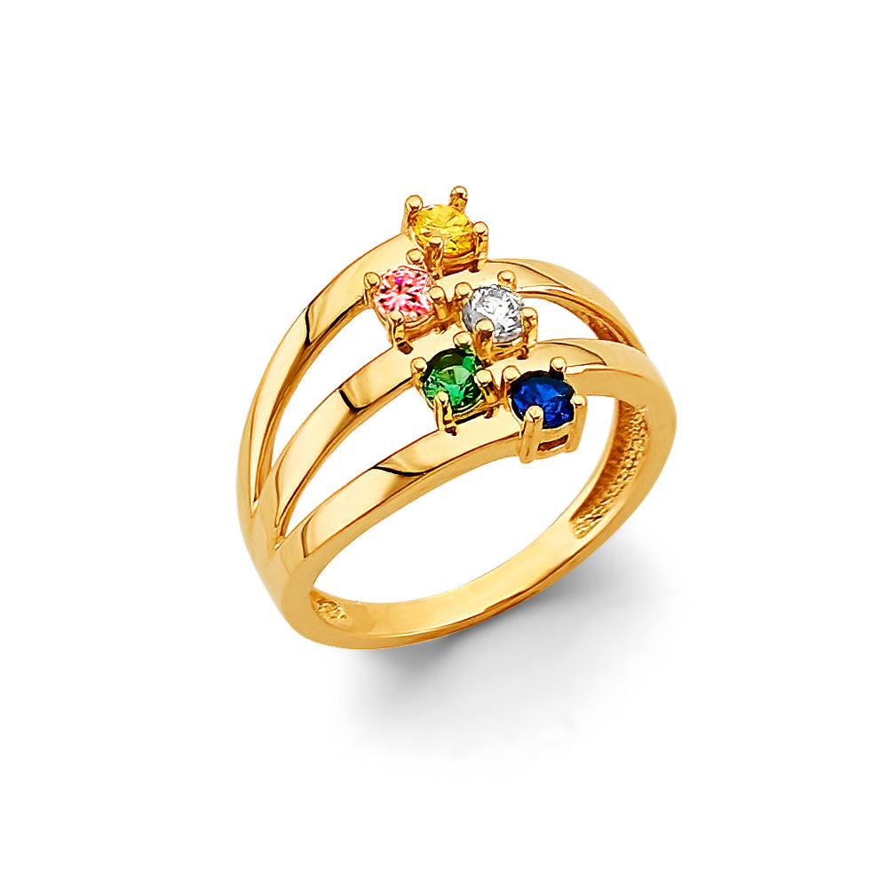 14K Yellow Gold Fancy CZ & Mother's Ring - RG3090