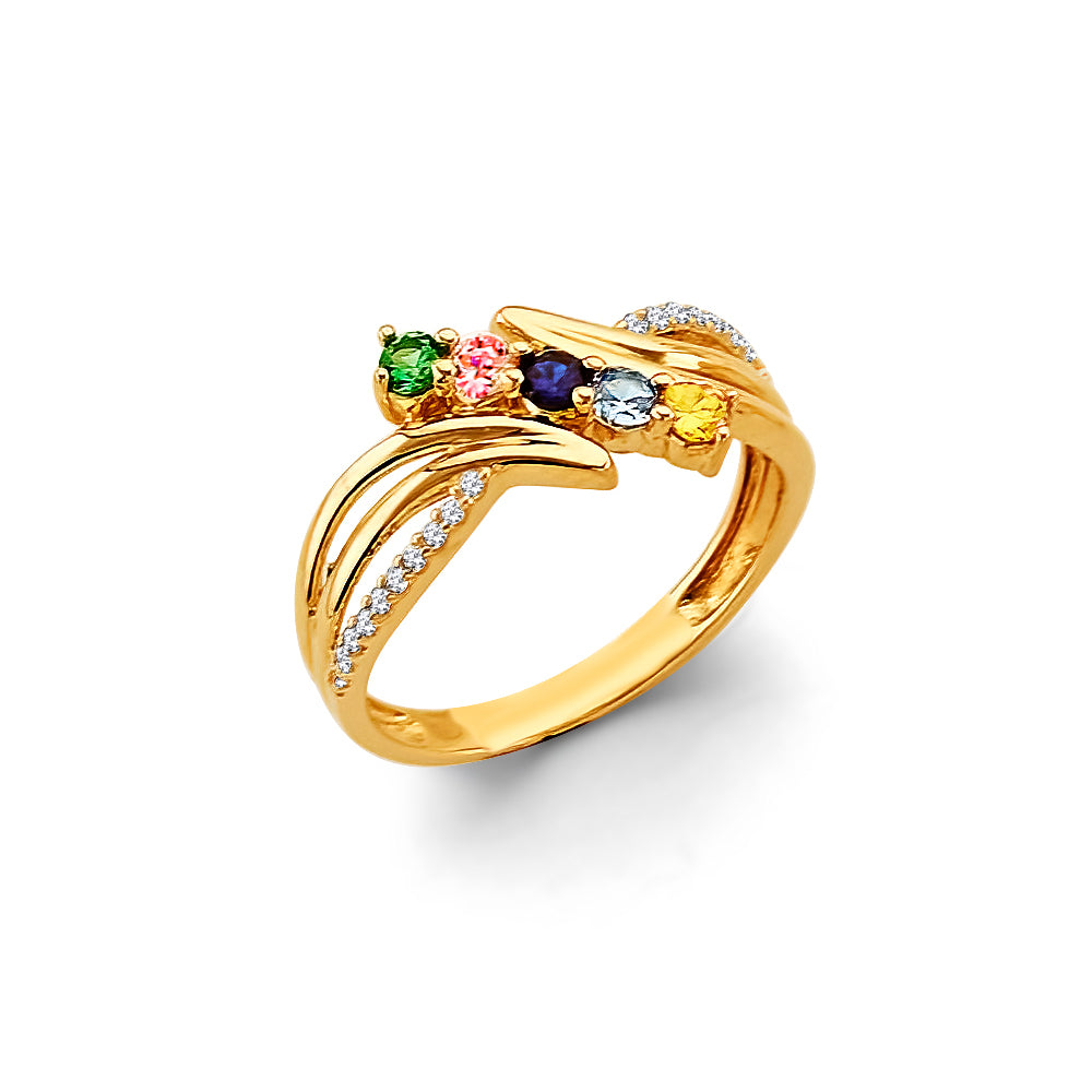 14K Yellow Gold Fancy CZ & Mother's Ring - RG3095