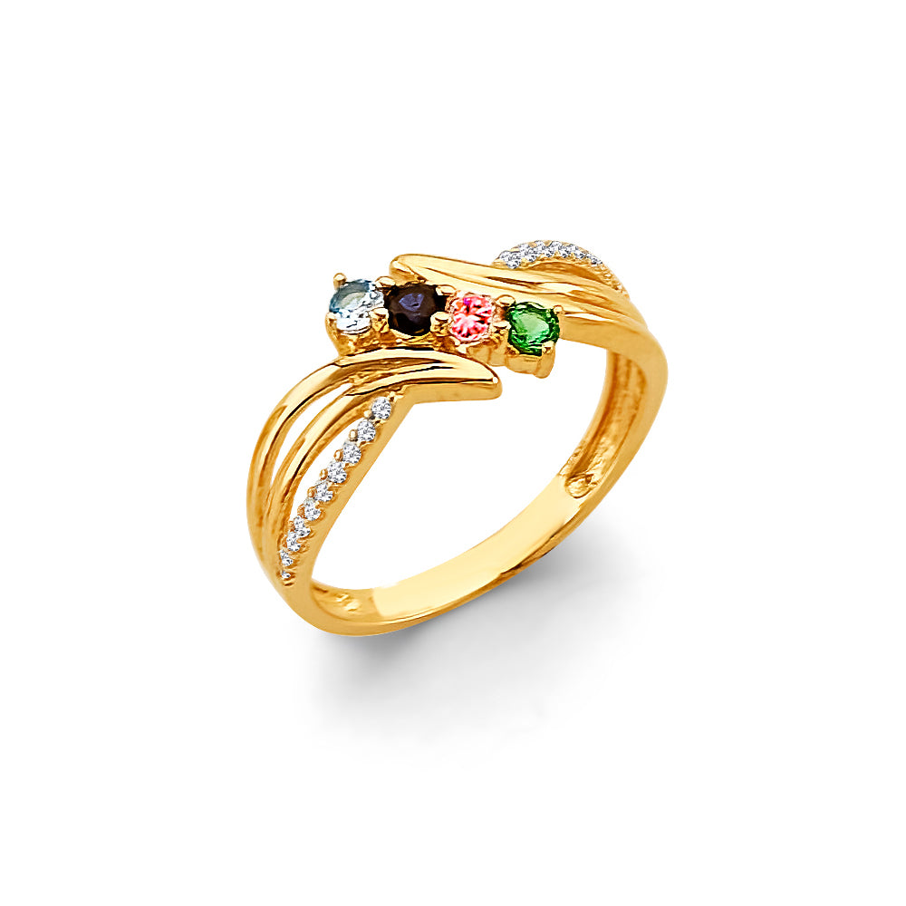 14K Yellow Gold Fancy CZ & Mother's Ring - RG3096