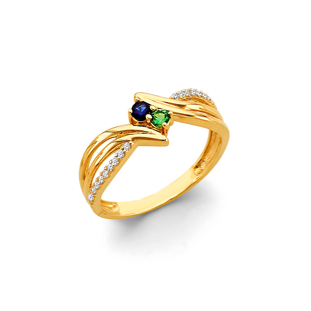 14K Yellow Gold Fancy CZ & Mother's Ring - RG3098