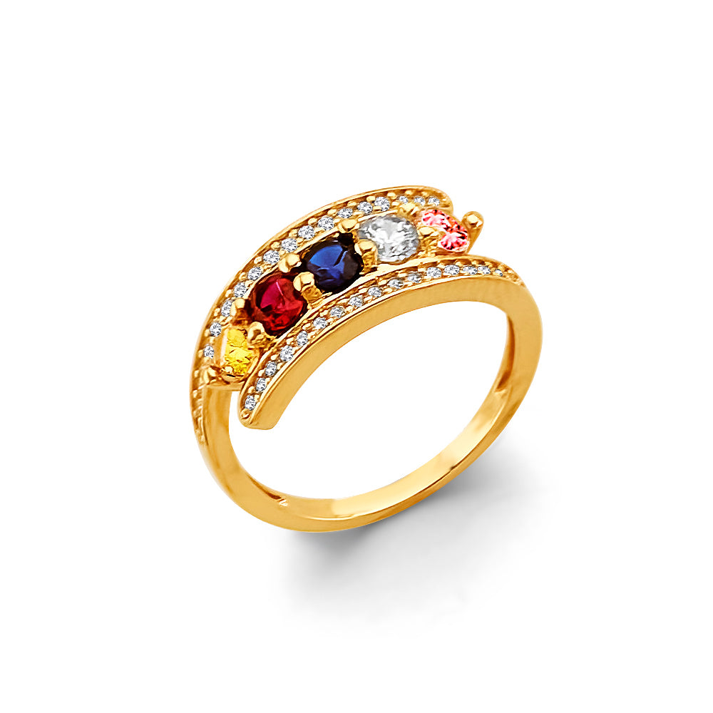 14K Yellow Gold Fancy CZ & Mother's Ring - RG3100