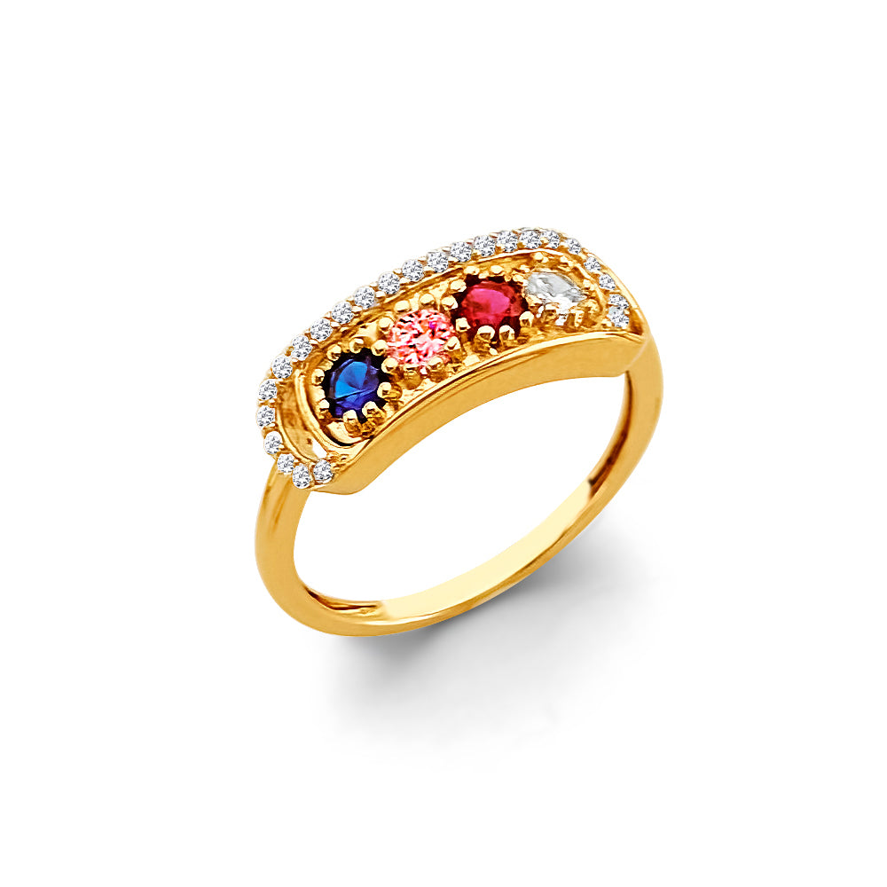 14K Yellow Gold Fancy CZ & Mother's Ring - RG3103