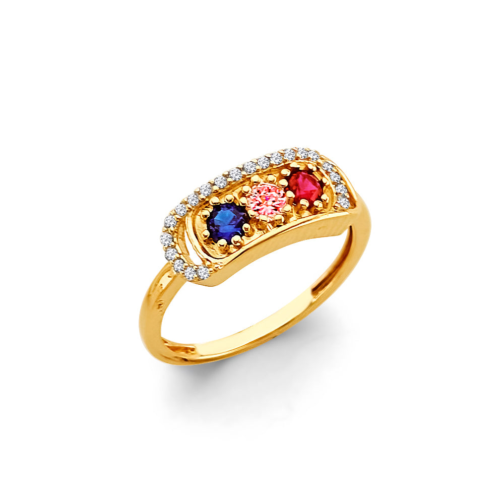 14K Yellow Gold Fancy CZ & Mother's Ring - RG3104