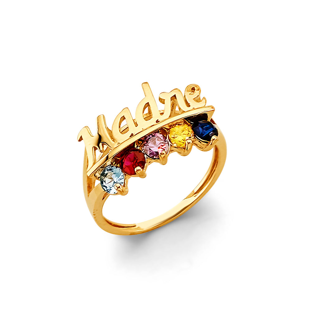 14K Yellow Gold Fancy CZ & Mother's Ring - RG3105