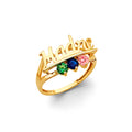 14K Yellow Gold Fancy CZ & Mother's Ring - RG3107