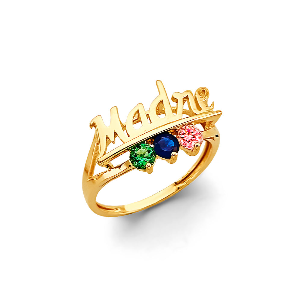 14K Yellow Gold Fancy CZ & Mother's Ring - RG3107