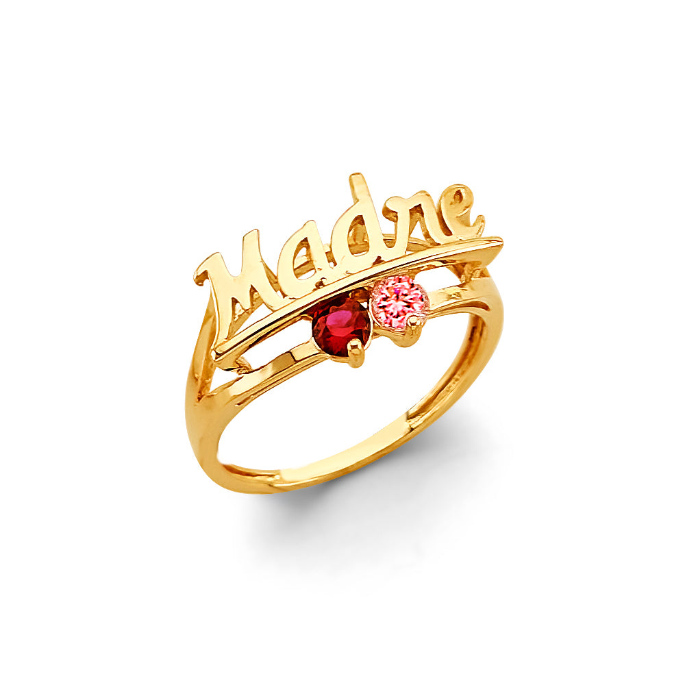 14K Yellow Gold Fancy CZ & Mother's Ring - RG3108