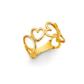 14K Yellow Gold Flower, Heart & Light Ring - RG3111
