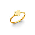 14K Yellow Gold Flower, Heart & Light Ring - RG3113