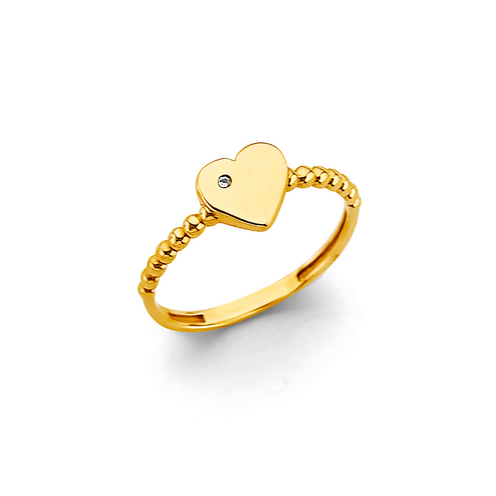 14K Yellow Gold Flower, Heart & Light Ring - RG3113