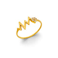 14K Yellow Gold Flower, Heart & Light Ring - RG3114