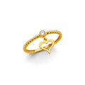 14K Yellow Gold Flower, Heart & Light Ring - RG3115