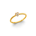 14K Yellow Gold Flower, Heart & Light Ring - RG3116
