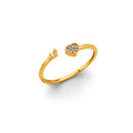 14K Yellow Gold Flower, Heart & Light Ring - RG3117