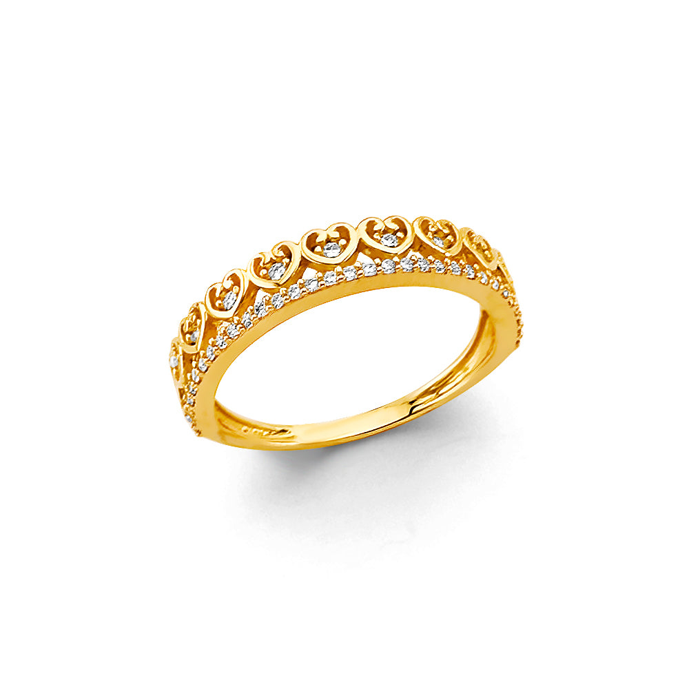 14K Yellow Gold Flower, Heart & Light Ring - RG3118