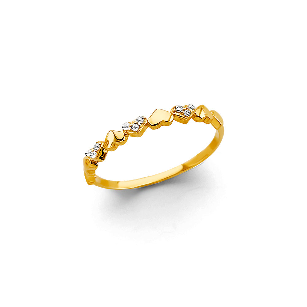 14K Yellow Gold Flower, Heart & Light Ring - RG3120