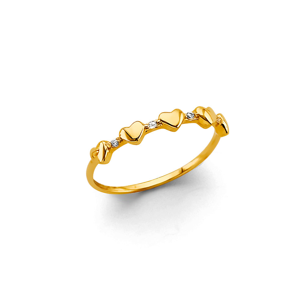 14K Yellow Gold Flower, Heart & Light Ring - RG3121