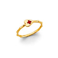 14K Yellow Gold Flower, Heart & Light Ring - RG3122