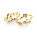 14K Yellow Gold Flower, Heart & Light Ring - RG3125