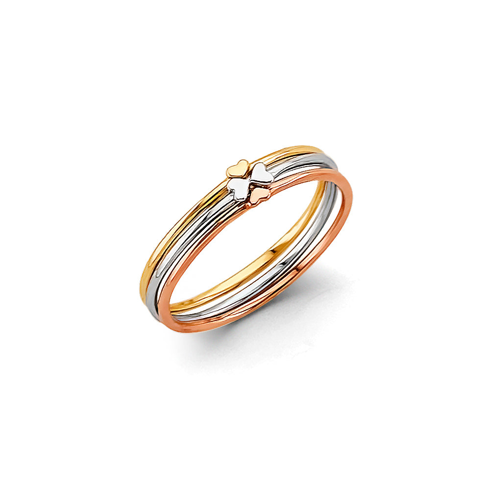14K Yellow Gold Flower, Heart & Light Ring - RG3126