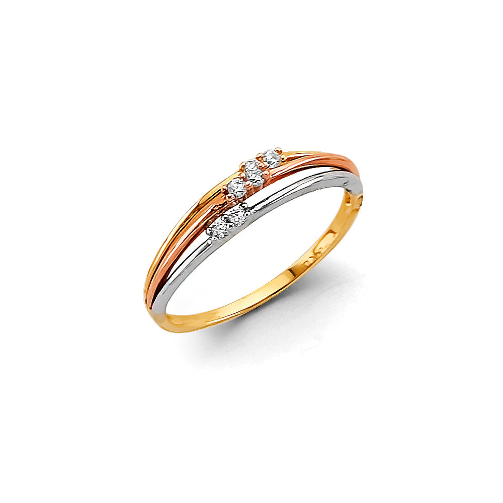 14K Yellow Gold Flower, Heart & Light Ring - RG3127