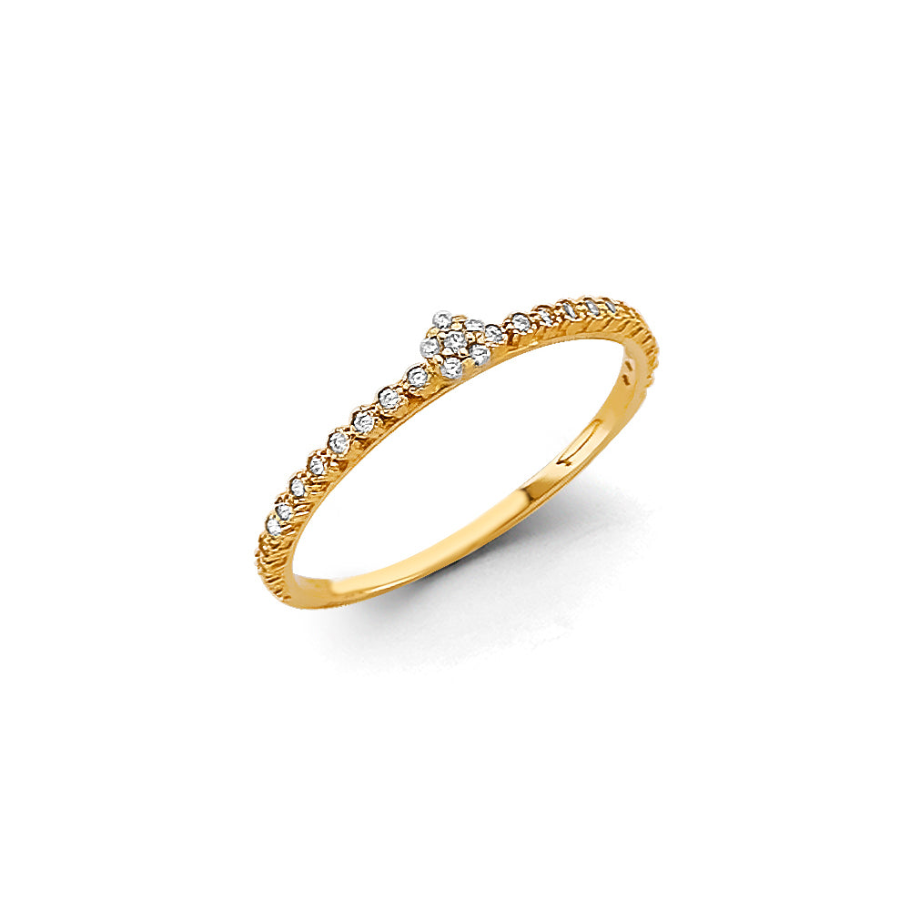 14K Yellow Gold Flower, Heart & Light Ring - RG3131