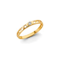 14K Yellow Gold Flower, Heart & Light Ring - RG3133