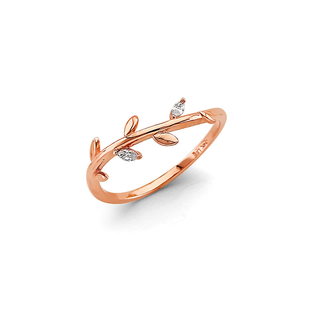 14K Yellow Gold Flower, Heart & Light Ring - RG3136