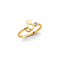14K Yellow Gold Flower, Heart & Light Ring - RG3137